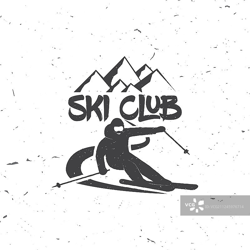 带有滑雪者的滑雪俱乐部概念图片素材