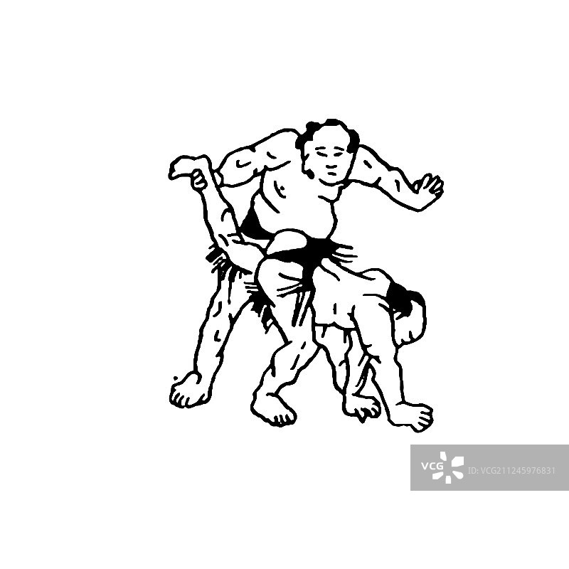 手绘相扑摔跤手图片素材