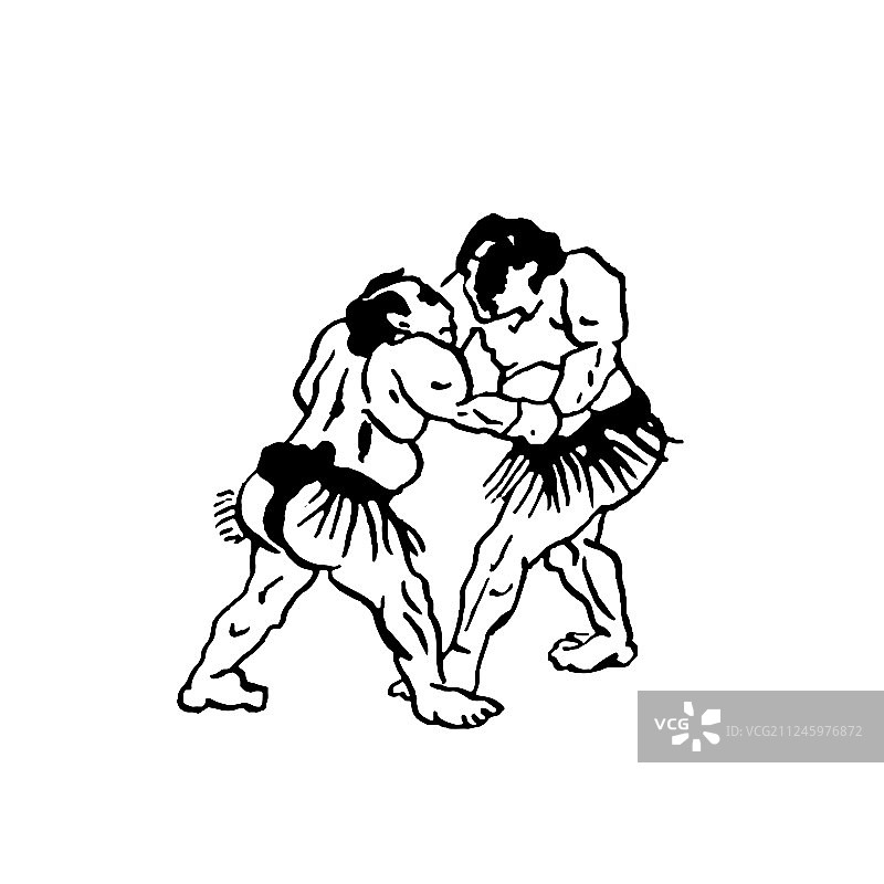 手绘相扑摔跤手图片素材