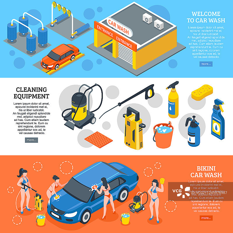 2.5D洗车服务等距banner图片素材