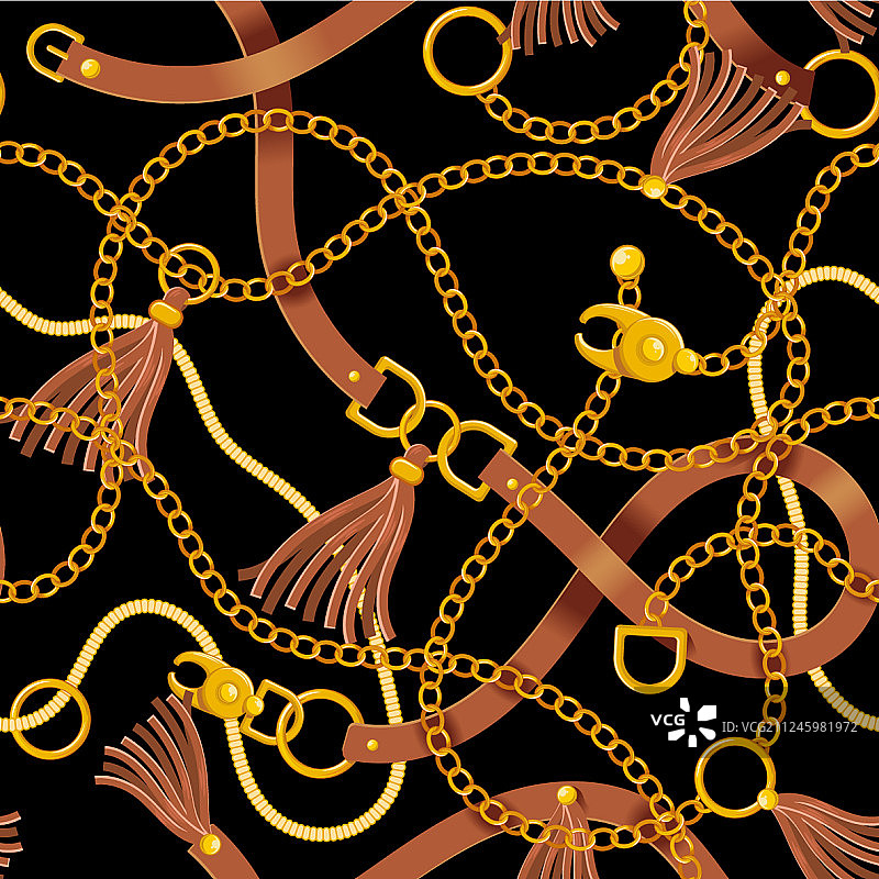 金银链条腰带无缝图案图片素材