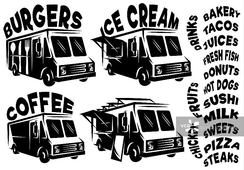 移动商店货车餐车合集图片素材