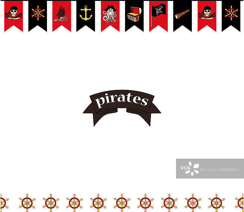 海盗主题无缝旗帜图案图片素材