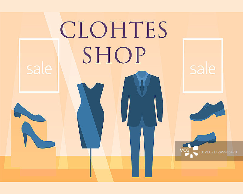 扁平风格餐厅服装店门面图标图片素材