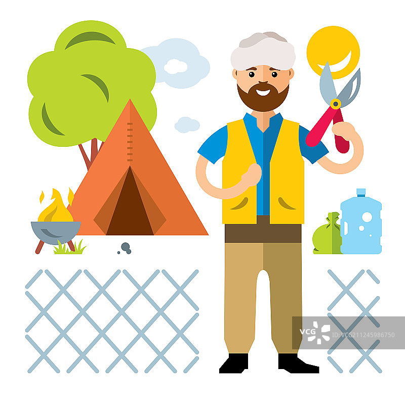 非法移民难民营（扁平风格）图片素材