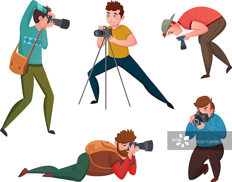 不同姿势的男摄影师图片素材