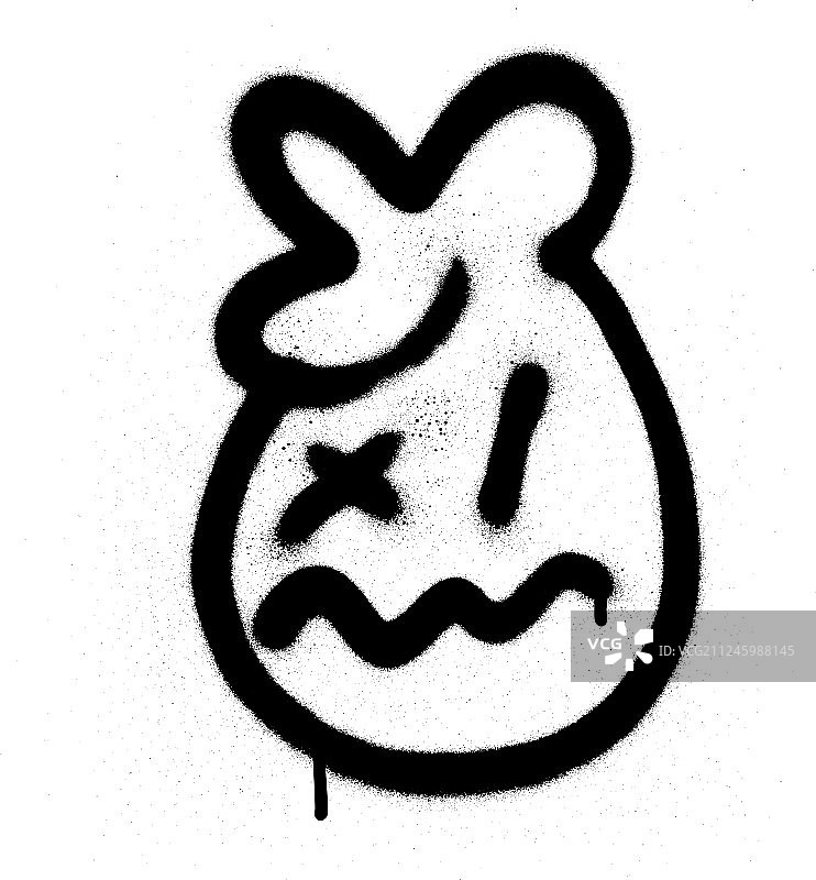 白色背景上的黑色涂鸦震惊表情符号图片素材