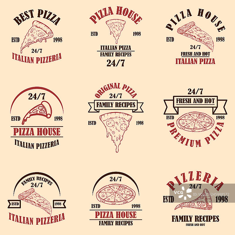 套披萨屋披萨店标志设计图片素材