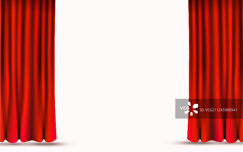 白色背景上的红色天鹅绒窗帘图片素材