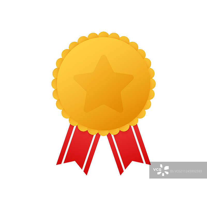 带星星和红色绶带的金色奖牌图片素材