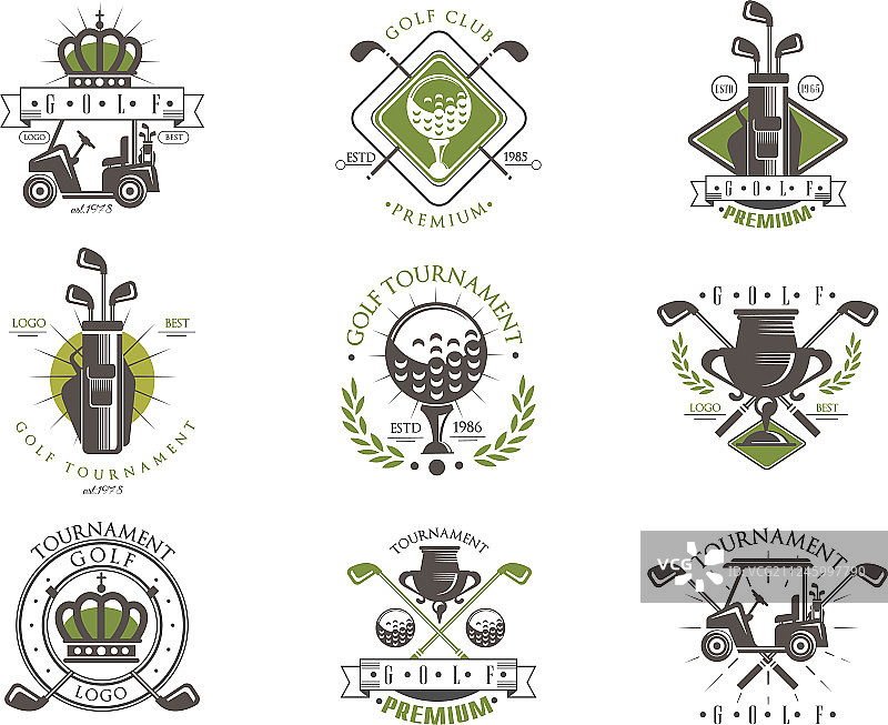 高尔夫锦标赛复古标签标志图片素材