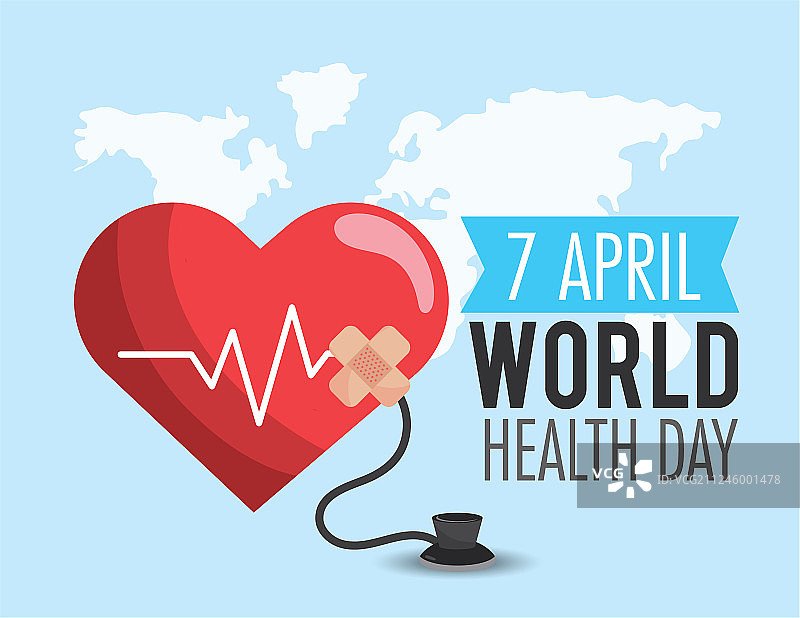 带有听诊器的心跳，献给世界健康日图片素材