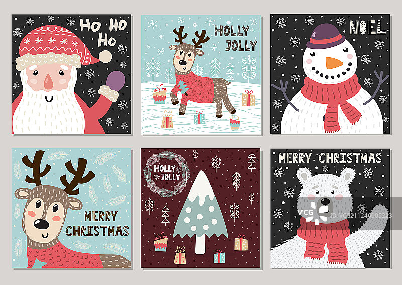 圣诞节主题的可爱贺卡图片素材
