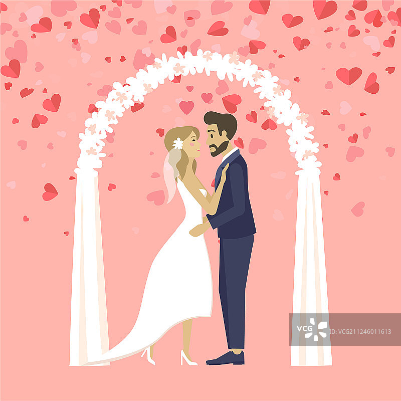 婚礼仪式上相爱的新娘和新郎图片素材