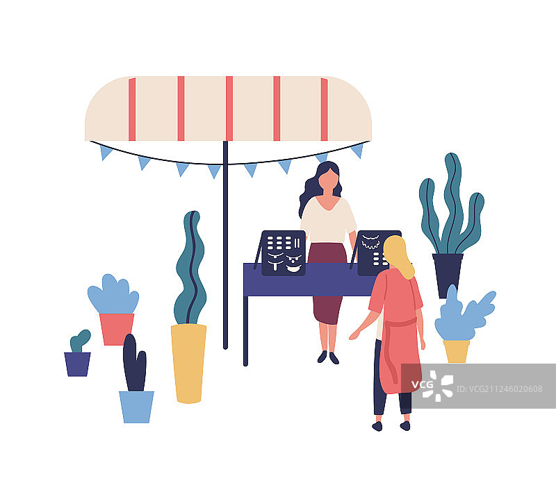 出售手工珠宝的摊位或柜台图片素材