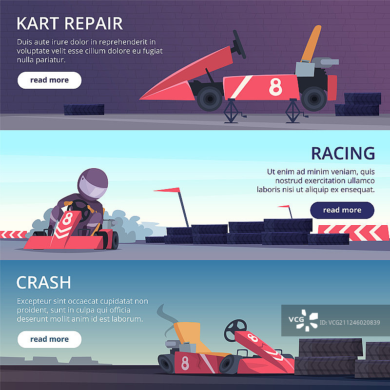带有运动图片的卡丁车横幅图片素材