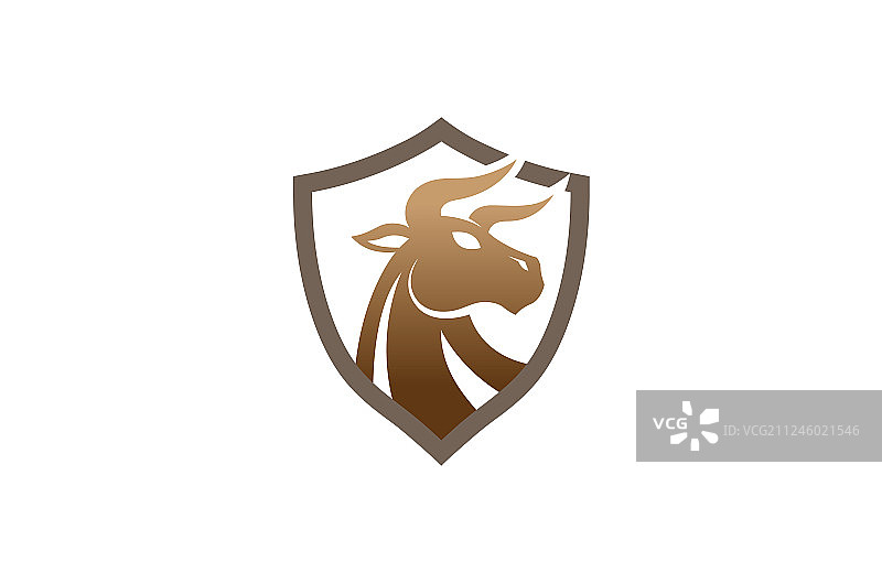 创意logo棕色公牛盾牌设计图片素材