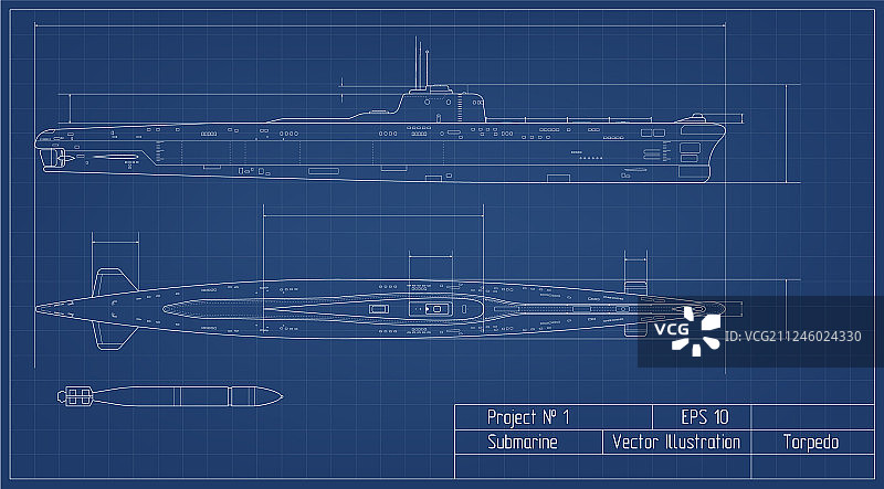潜艇军舰战舰蓝图图片素材