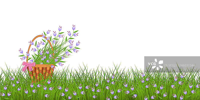 蓝色小野花春季花卉边框图片素材