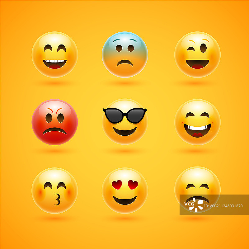 快乐微笑面部表情符号图标图片素材