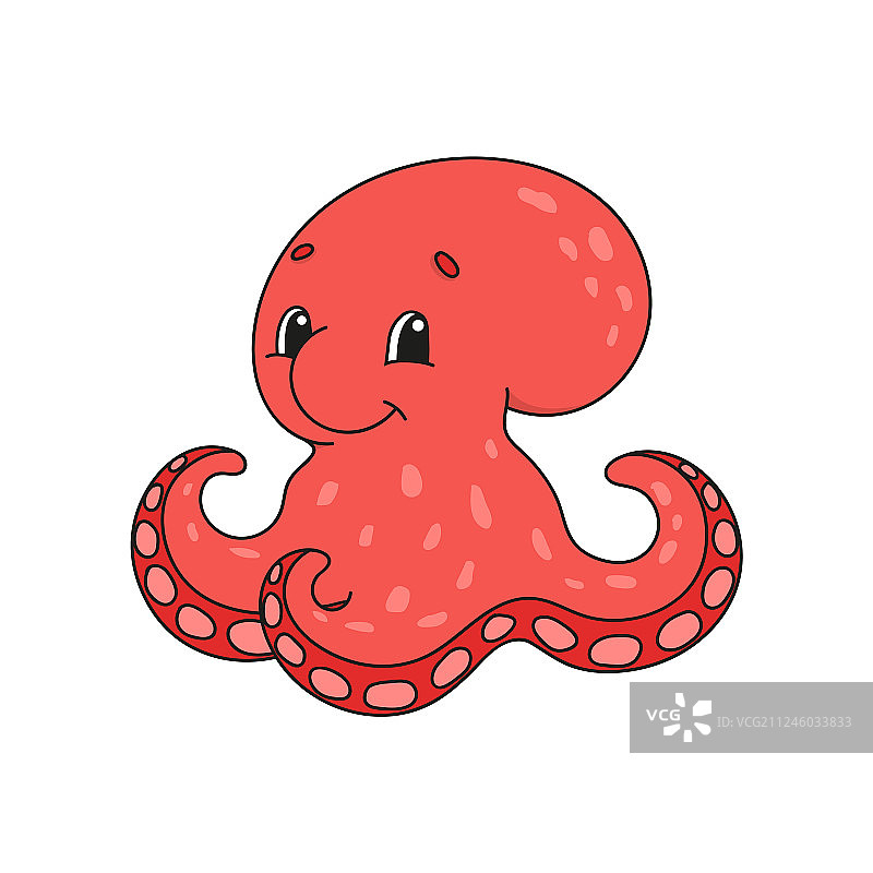 可爱的红色章鱼卡通角色图片素材