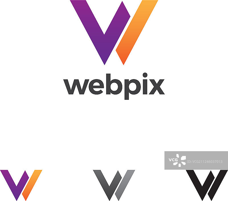 彩色首字母W标志符号图标图片素材