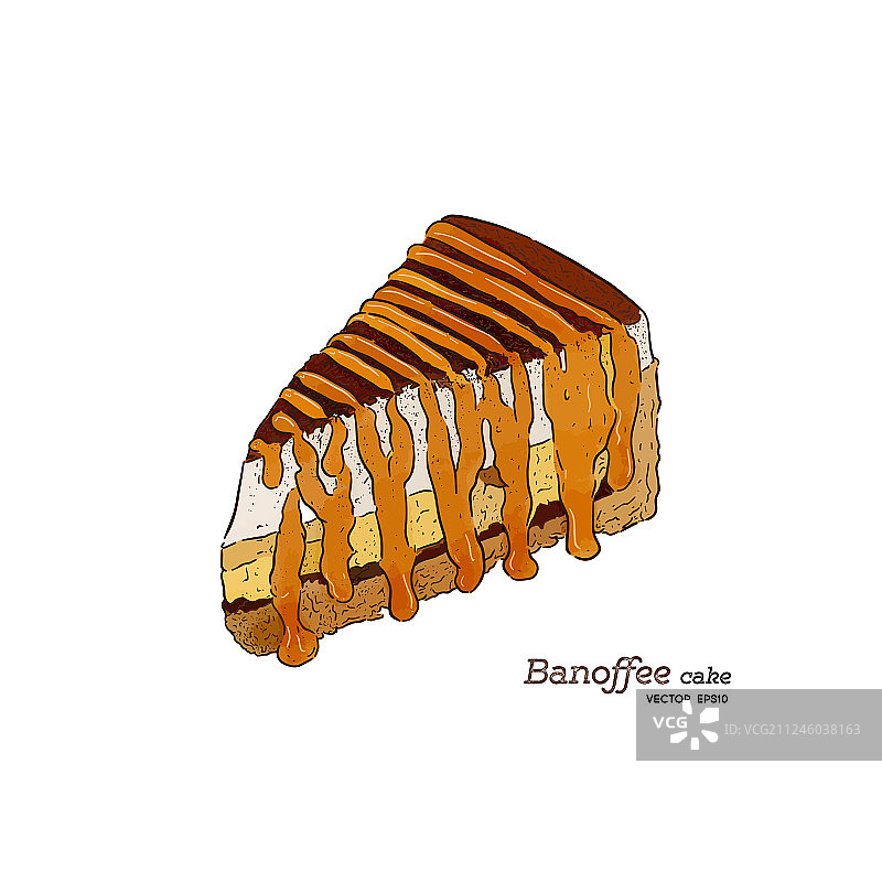 香蕉太妃甜点手绘草图图片素材