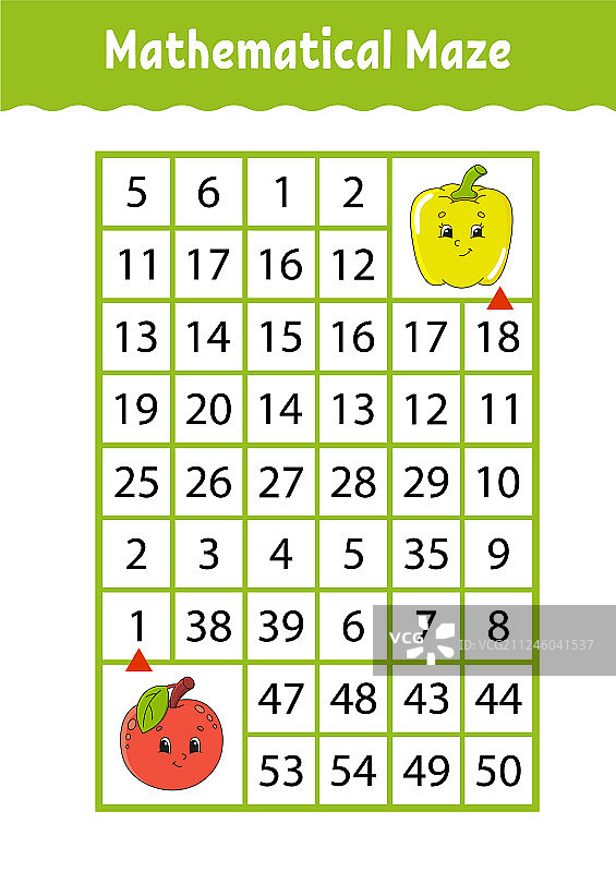 儿童数学迷宫游戏：趣味教育图片素材