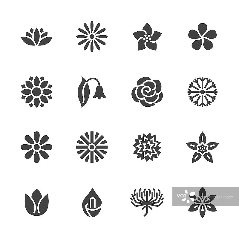 美丽花园植物扁平风格花朵图标图片素材