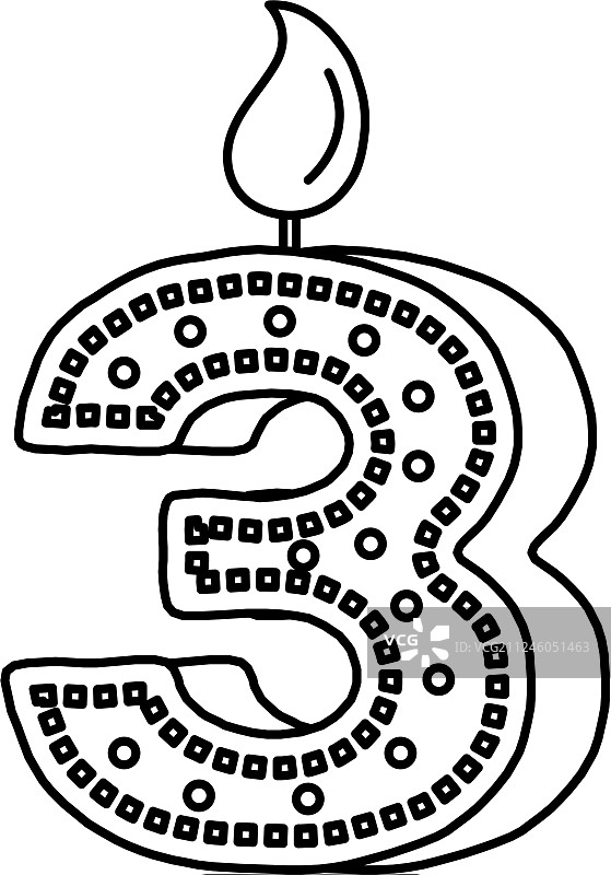 带数字3的生日蜡烛图片素材
