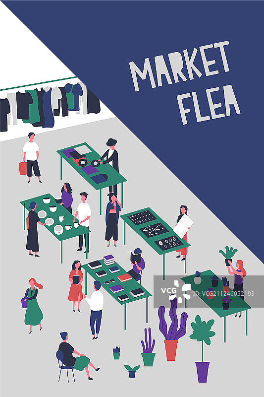 跳蚤市场宣传单或海报模板图片素材