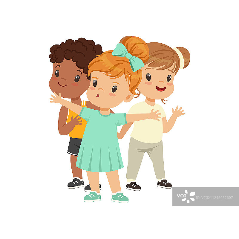 勇敢的女孩保护她的朋友图片素材