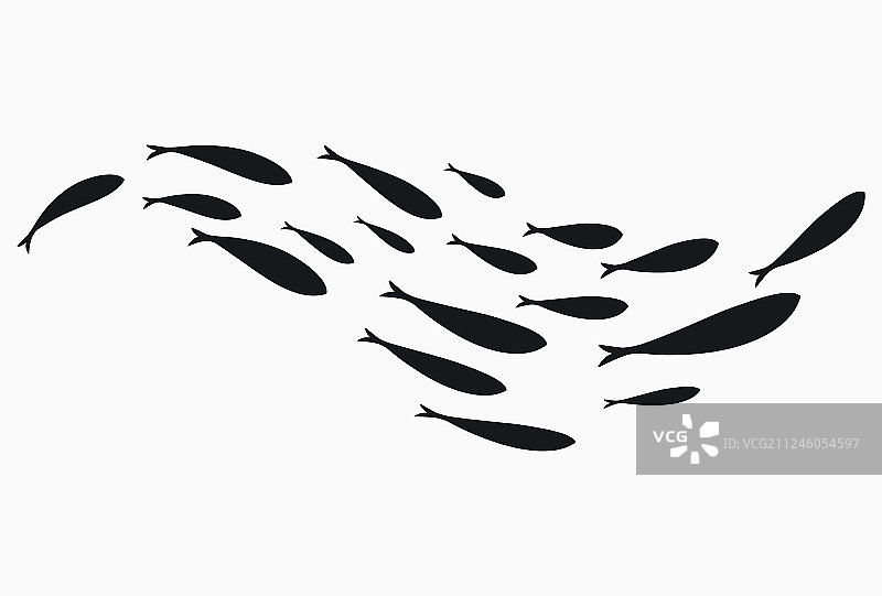 鱼群剪影图片素材