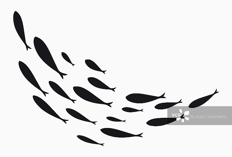 鱼群剪影图片素材