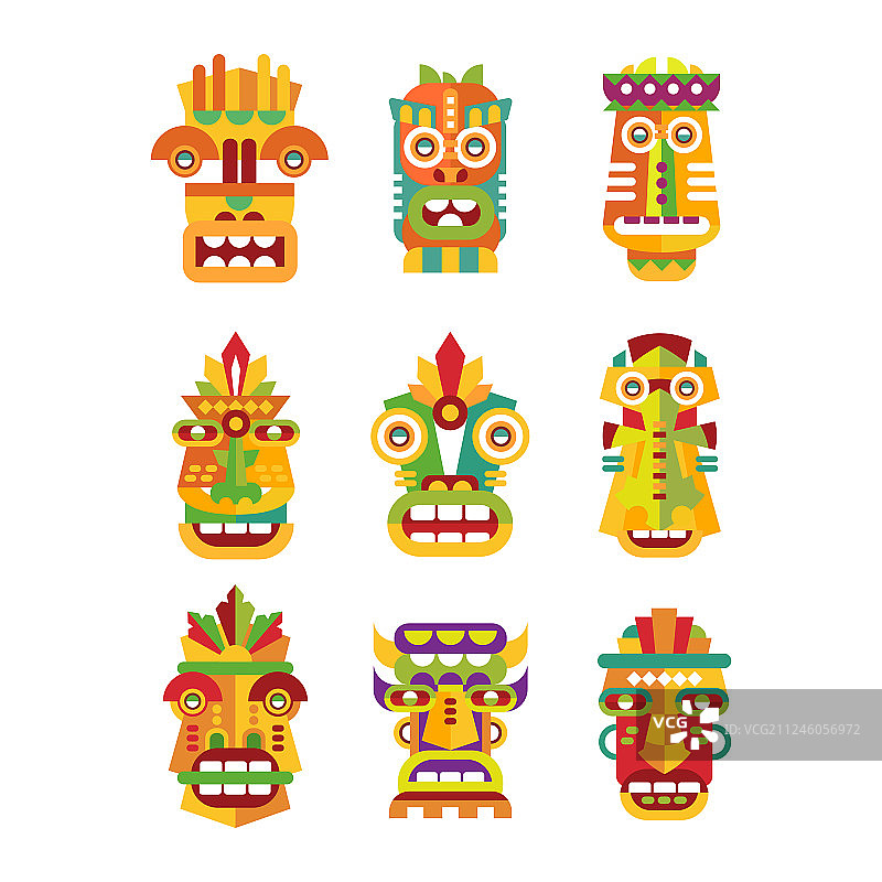 部落民族风面具套装（印度或非洲）图片素材