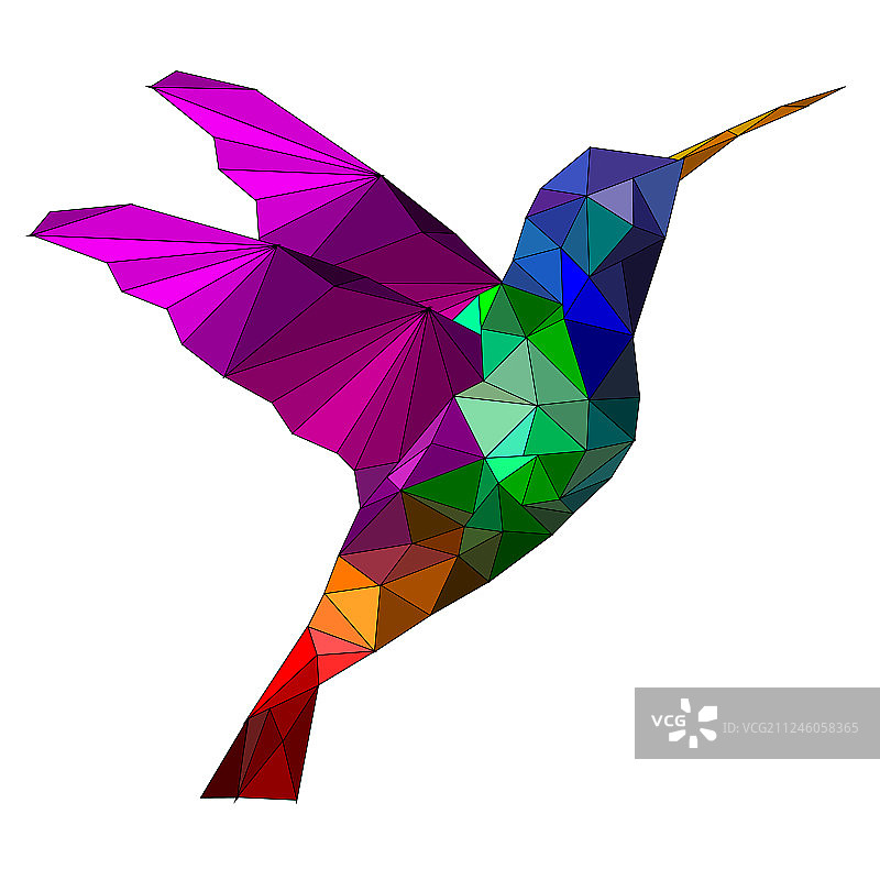 低多边形蜂鸟图片素材