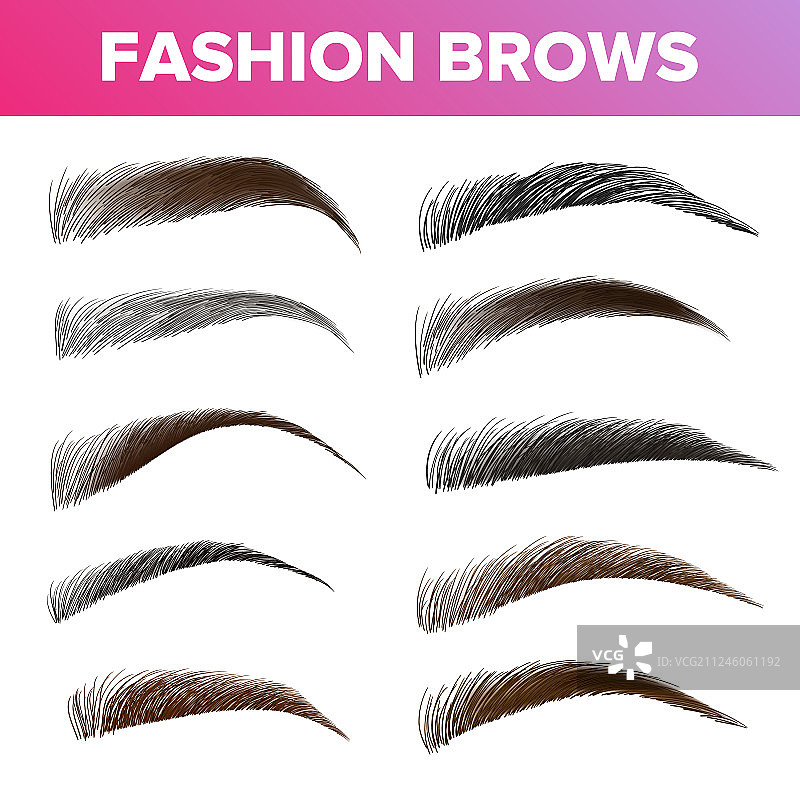 各种形状和类型的时尚眉毛图片素材