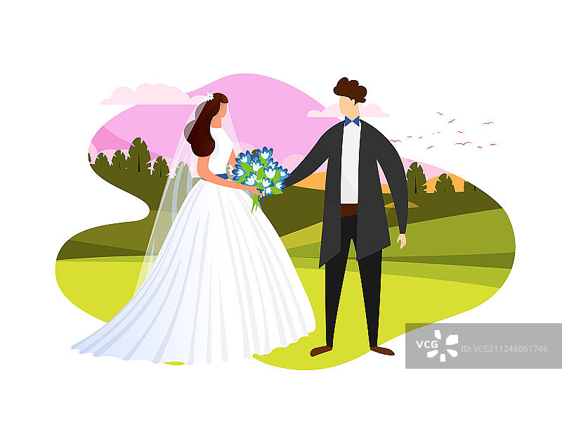 在户外举行婚礼的年轻夫妇图标图片素材