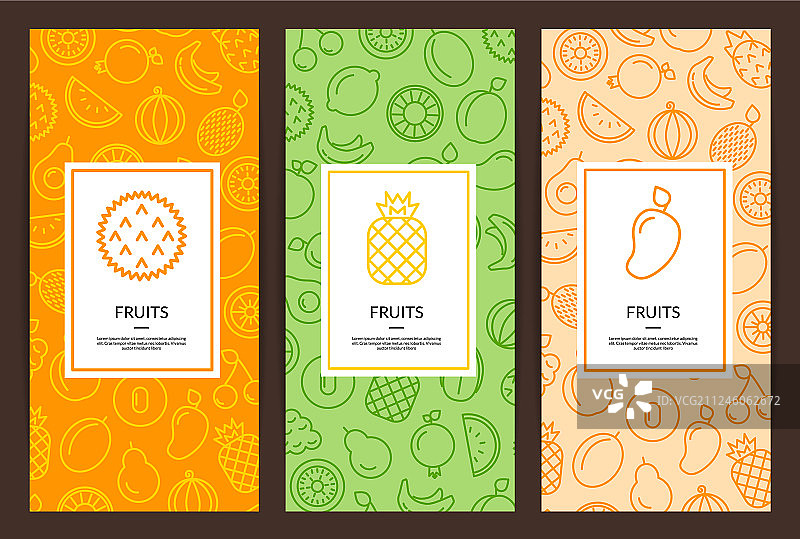 水果线条图标宣传单模板图片素材