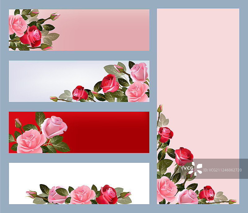红玫瑰banner打印模板图片素材