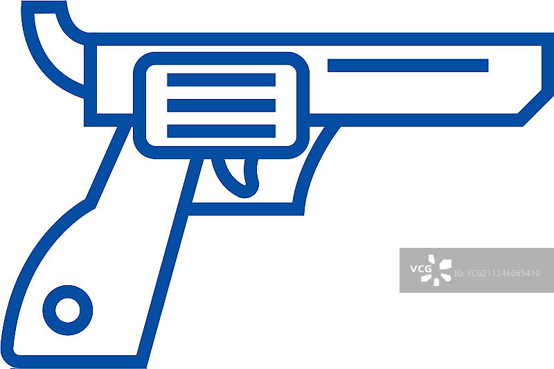 左轮手枪牛仔线条图标概念图片素材