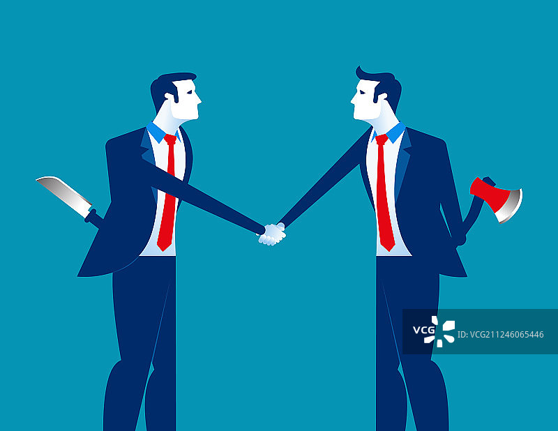 握手与武器，商业伙伴关系图片素材