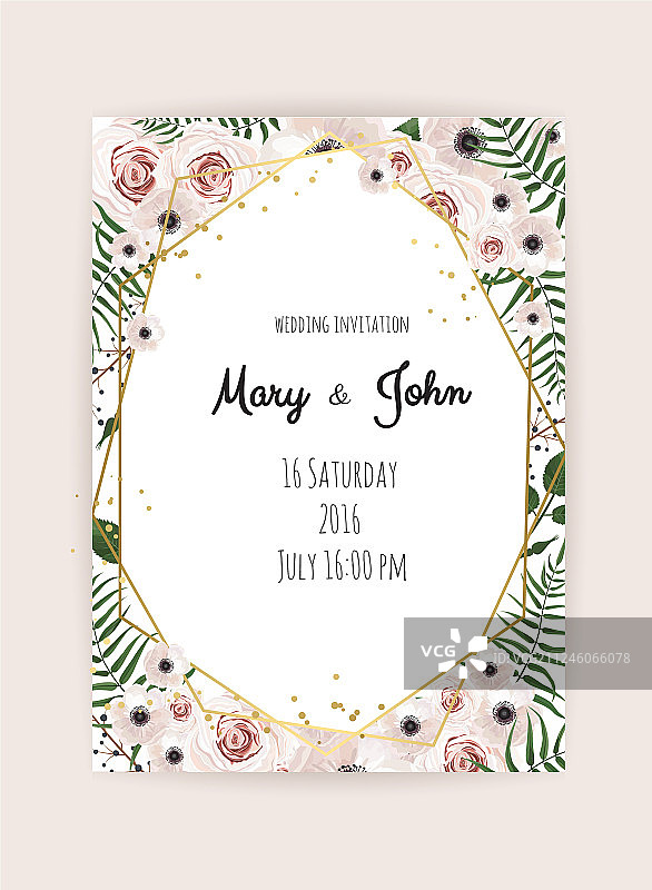 手工花卉元素邀请函图片素材