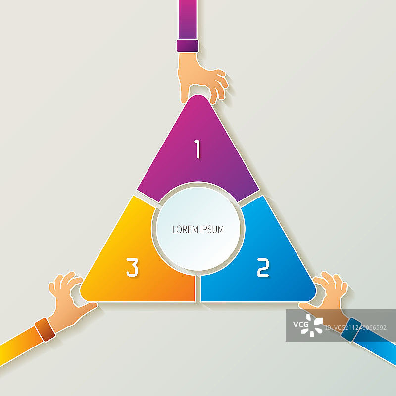 3D风格的抽象3步信息图表模板图片素材