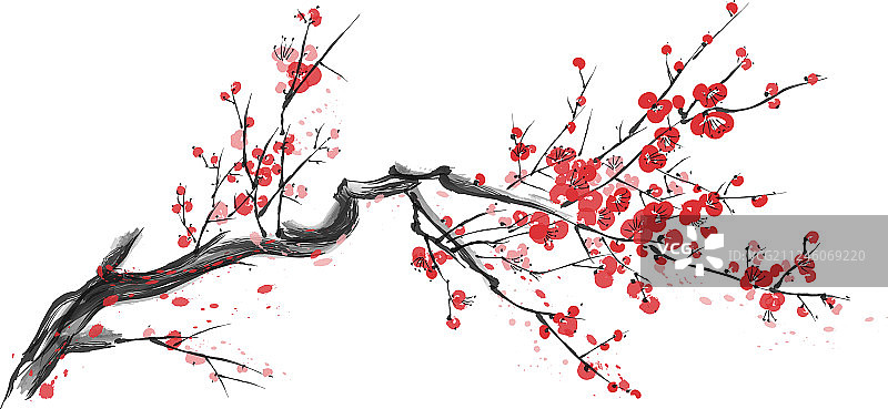 白色背景上的逼真樱花图片素材