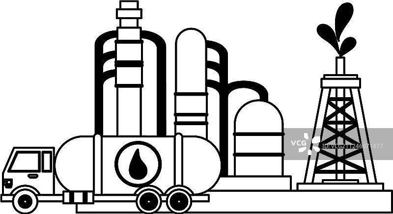 炼油厂油泵黑白照片图片素材