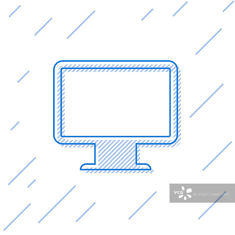 蓝色电脑显示器屏幕线条图标图片素材