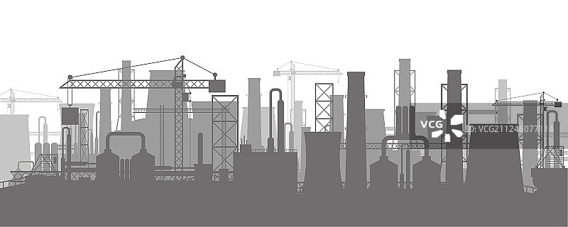 工业剪影全景图片素材