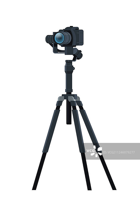 三脚架稳定器上的专业单反相机图片素材