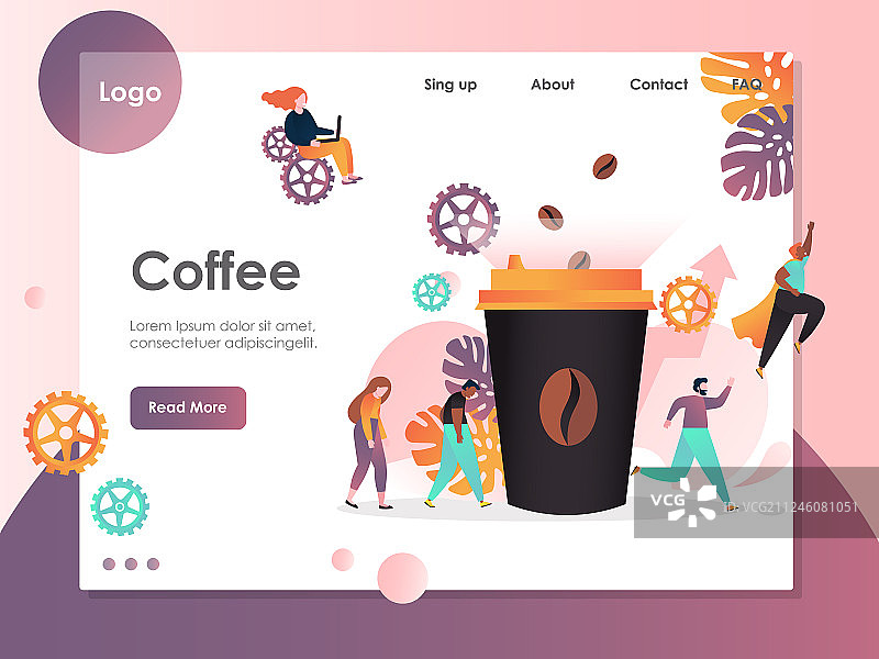 咖啡网站着陆页设计模板图片素材